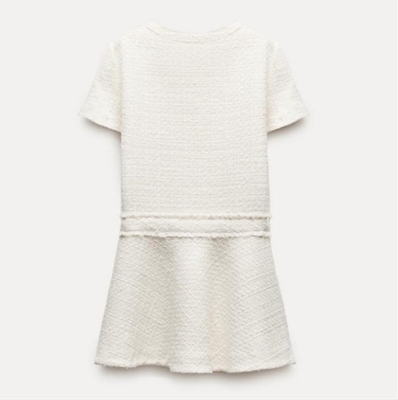 ZARA TEXTURED TWEED MINI DRESS ECRU - Picture 11 of 16